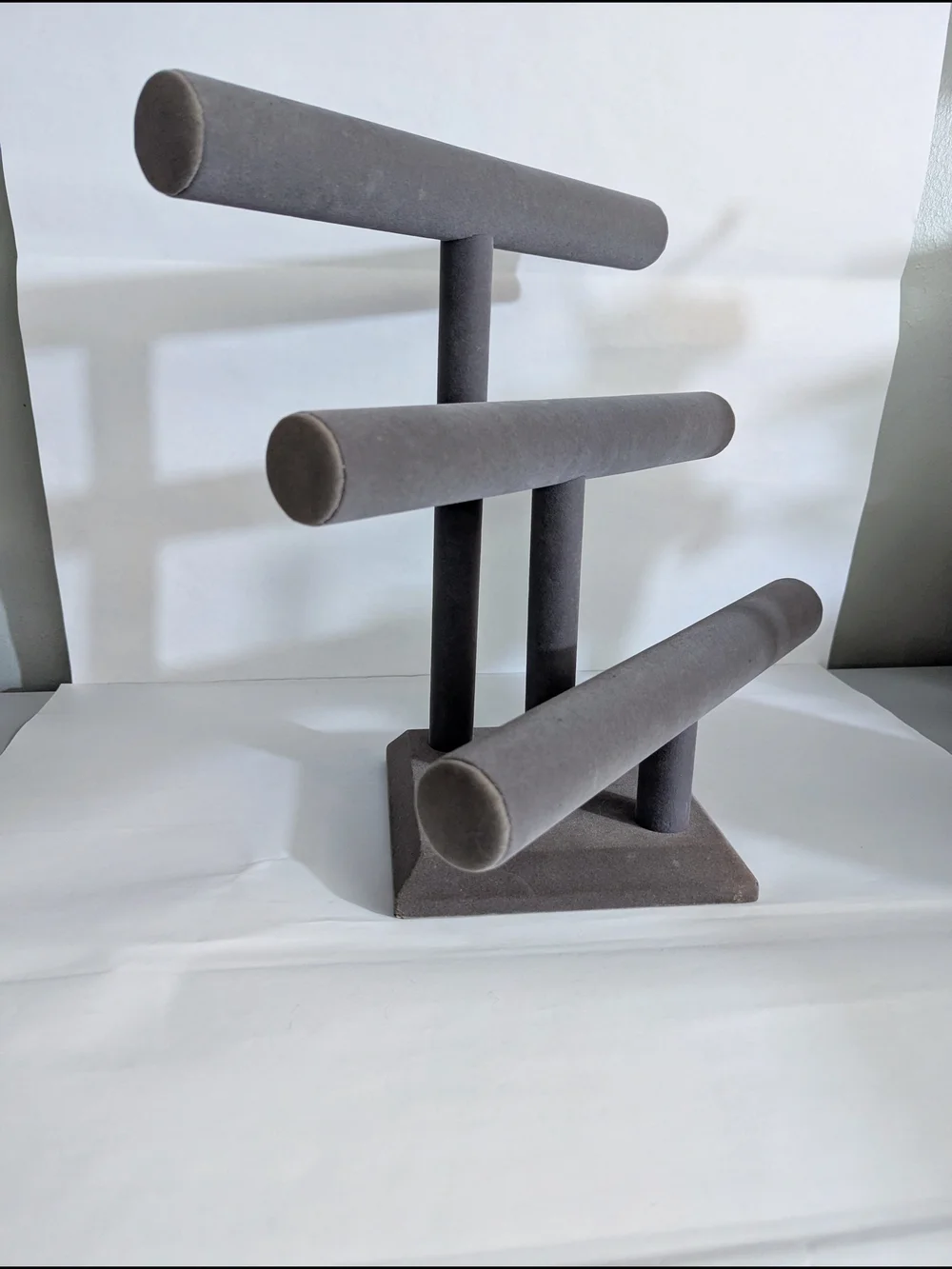 Velvet 3-Tier Jewelry Display in Charcoal Gray
